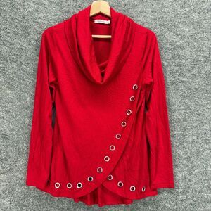 Rafiana Sweater Pullover Women S Small Red Cowl Neck Long Sleeve Knit Rayon